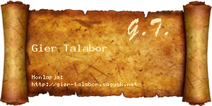 Gier Talabor névjegykártya